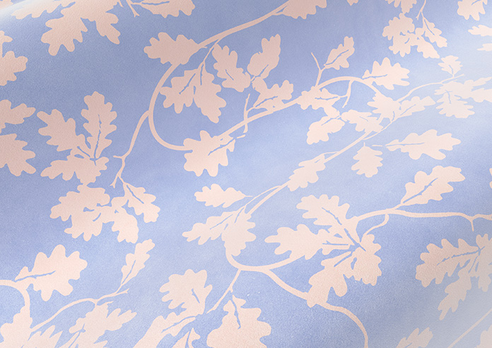 Oak Leaves Velvet, Periwinkle - Roman Blind - Image 4